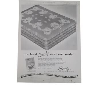 Sealy Mattress Magazine Advertisement 1948 Black & White Vintage Home Furnishing